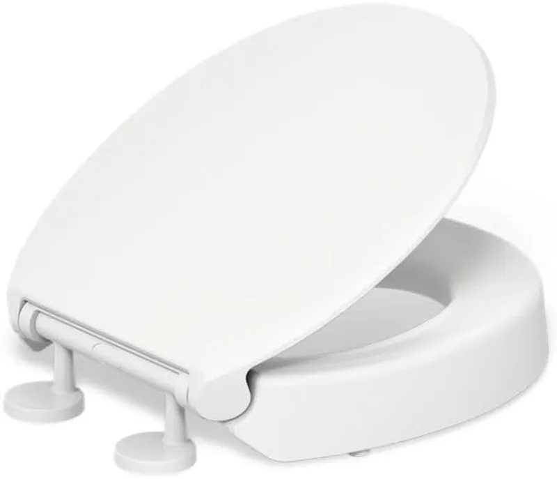 KOHLER 25876-0 Hyten 3" Height, Elevated Soft Close Round Toilet Seat - Main Image