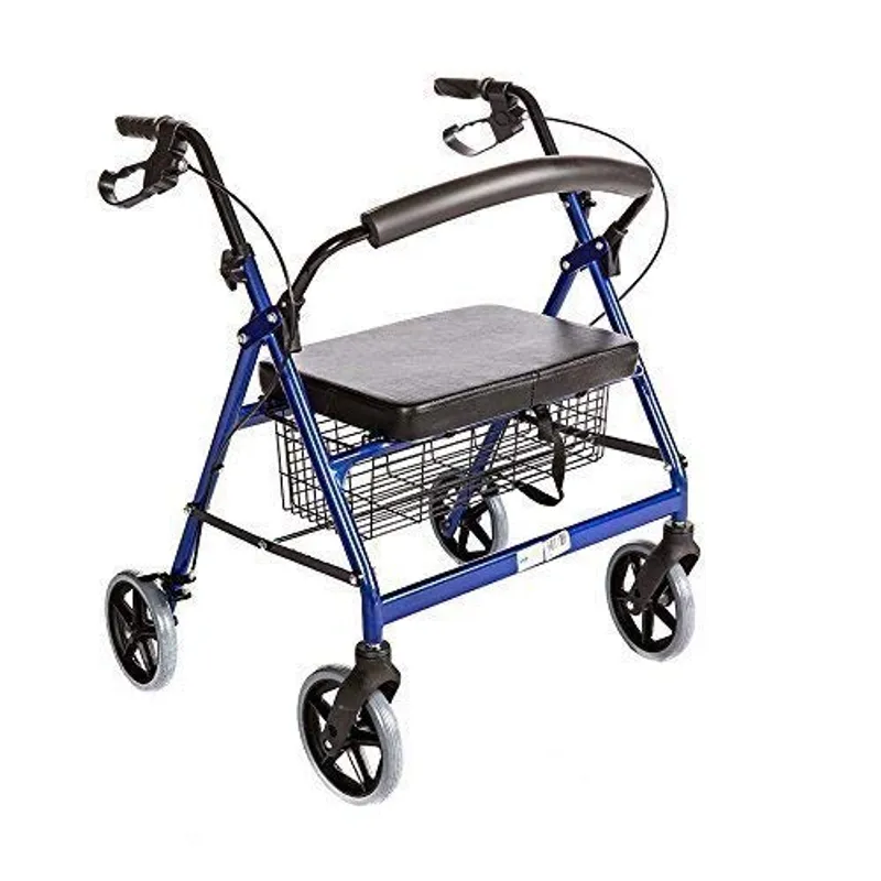 Bariatric Rollator Walker Heavy Duty with Large Padded Seat up to 400 Lb Capacity (Blue) - Key Benefit or Feature - Main Image