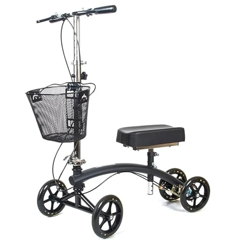BodyMed Premium Knee Walker, Steerable for Foot Injuries - Adjustable Scooter with Dual Brakes & Metal Basket - Better Alternative to Crutches for Leg Recovery - Main Image