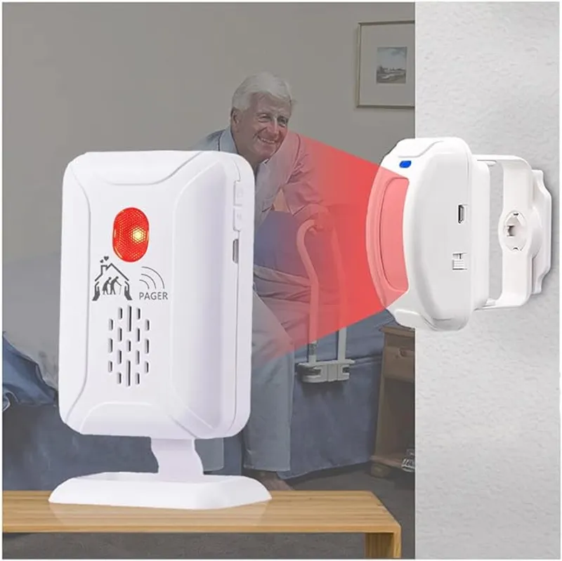 Upgraded Version Bed Sensor Alarm and Fall Prevention for Elderly/Dementia and More,Caregiver Pager Motion Sensor Alert with 5 Volume Level,Bed Alarm for Elderly Adults Wireless - Main Image