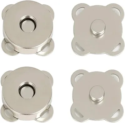 Magnetic Snaps Buttons Plum Magnetic Snap Closures for Purses Bags Clothes Handbags Scrapbooking,Magnetic Purse Closure Fasteners,Sewing on Magnetic Snaps for DIY Craft (15mm) (Silver) - Main Image