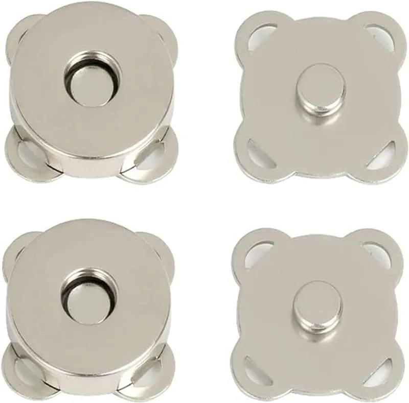 Magnetic Snaps Buttons Plum Magnetic Snap Closures for Purses Bags Clothes Handbags Scrapbooking,Magnetic Purse Closure Fasteners,Sewing on Magnetic Snaps for DIY Craft (15mm) (Silver) - Main Image