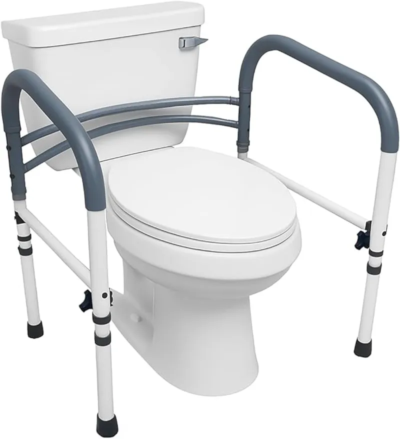 Carex Toilet Safety Rails, Adjustable and Detachable Toilet Safety Frame with Handles for Elderly, Handicap, or Disabled - Main Image