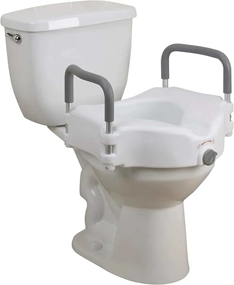 Drive Medical RTL12027RA 2-in-1 Raised Toilet Seat with Removable Padded Arms, Standard Seat - Main Image