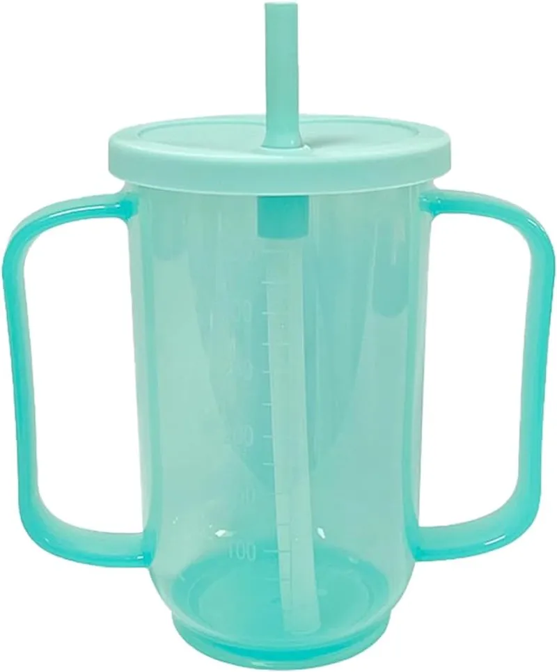 Adult Sippy Cups for Elderly 12oz Sippy Cup with 2 Handles No Spill Cups for Adults Straw Cups Dysphagia Cups for Disabled Patients - Main Image