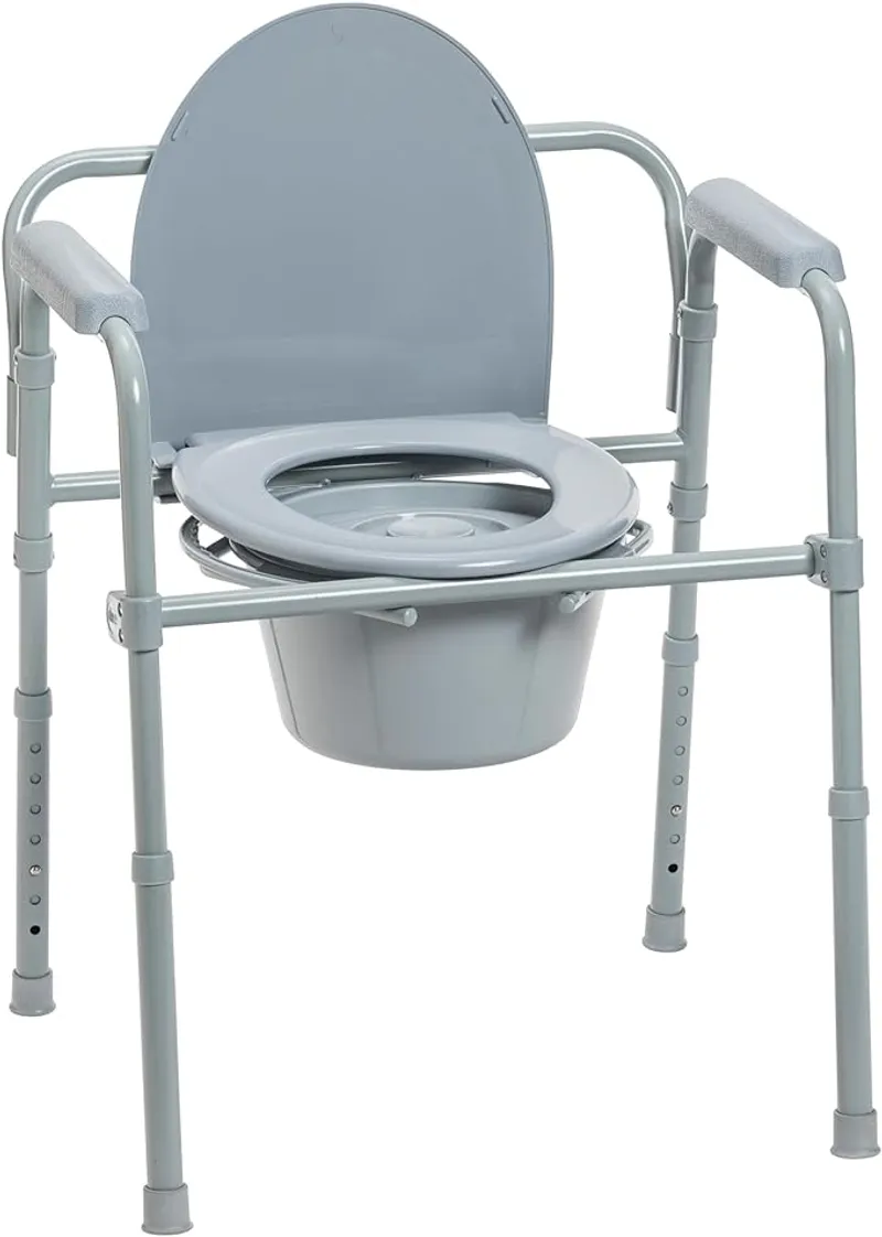 Drive Medical 11148-1 Folding Steel Bedside Commode Chair - Main Image