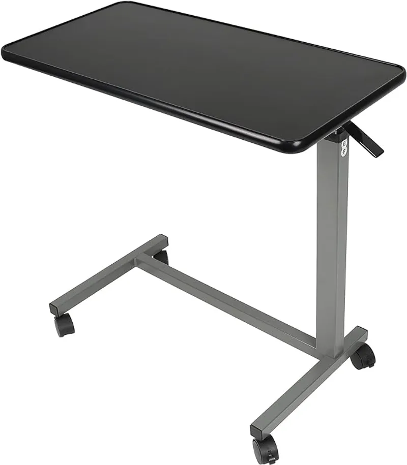 Vaunn Medical Adjustable Overbed Bedside Table with Wheels (Hospital and Home Use) - Enhance Daily Tasks Accessibility - Main Image