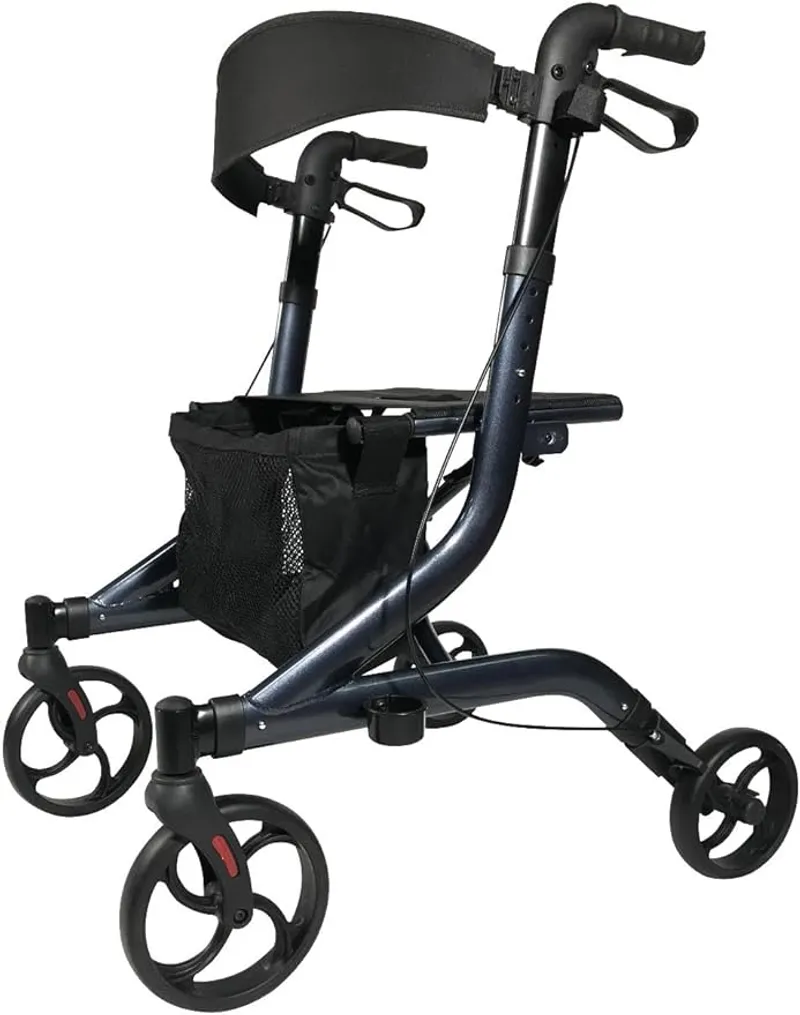 Paradym Euro-Style Rollator – Lightweight Folding Walker with Seat & Storage – 8” Wheels for Indoor & Outdoor Use – Adjustable Handles for Seniors & Mobility Support - Main Image