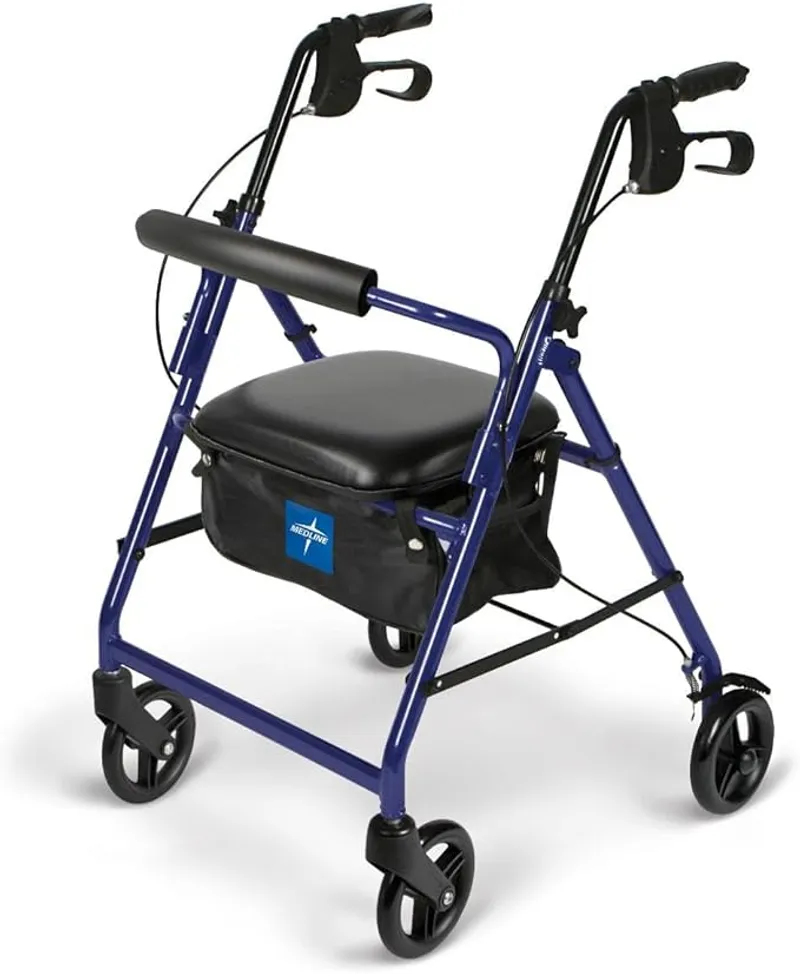 Medline Aluminum Rollator Walker with Seat - Durable Support for Seniors - Main Image