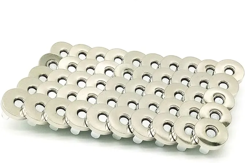 50 Sets Silver Tone Magnetic Purse Snap Clasps Button/Great for Closure Purse Handbag Clothes Sewing Craft No Tools Required 14mm (18Y50) - Main Image