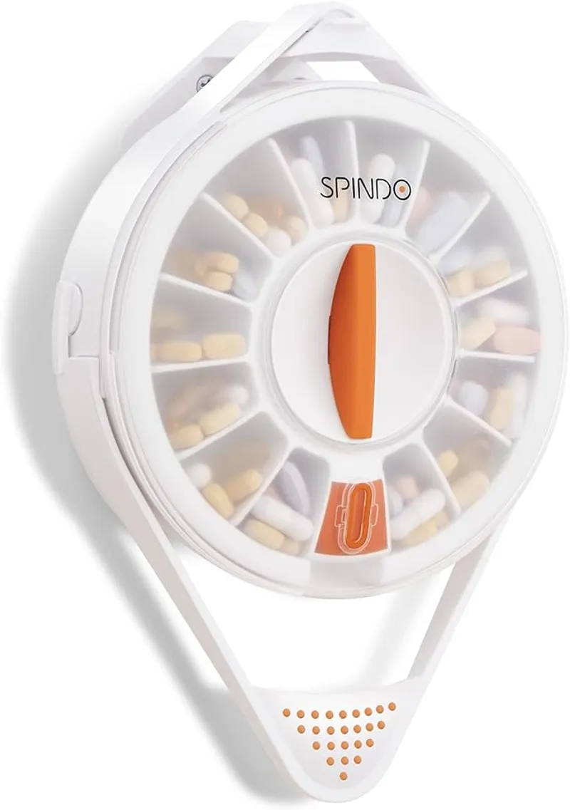Fullicon Pill Dispenser with 14 Large Compartments and Child-Proof Lock, Spindo Medicine Dispenser-Dispense Vitamin/Tablet/Supplement for Elderly/Amnesia/Dementia - Main Image