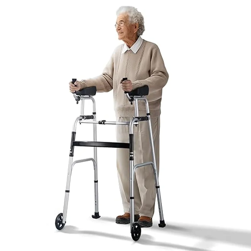 VEVOR 2 in 1 Folding Walker & Removable Armrests - Versatile Mobility Aid for Elderly and Handicapped - Main Image