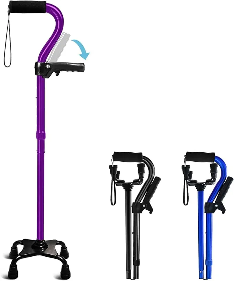 Adjustable Walking Cane for Men & Women with 4-Pronged Base for Extra Stability - Main Image