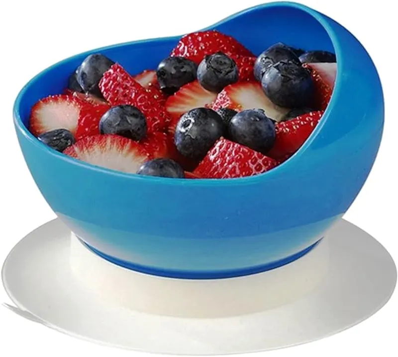 Maddak SP Ableware Scooper Bowl with Suction Cup Base, Blue - Spills Less - Main Image