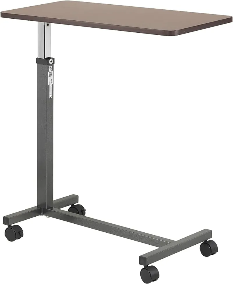 Drive Medical 13067 Non Tilt Top Overbed Table with Wheels and Secure Height Adjustment - Main Image