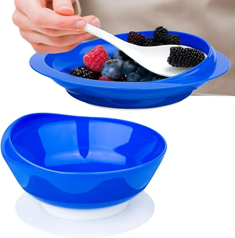 Spill Proof Scoop Plate and Bowl with Non-Skid Suction Base, Adaptive Self-Feeding Dinnerware for Elderly and Disabled - Spill-Proof Aids for Daily Living - Main Image