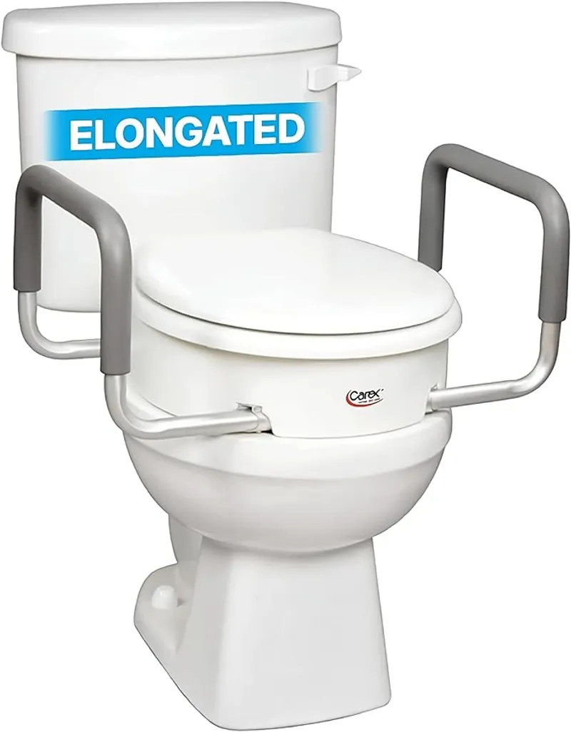 Carex 3.5 Inch Raised Toilet Seat with Arms - Provides Reliable Support for Safe Sitting and Standing - Main Image