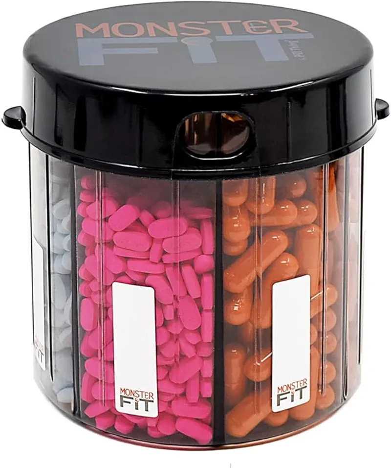 XL Supplement Pill Dispenser Bottle, 7 Compartment, Labels, Easy Open, Anti-Mixing, UV Protected Organizer, Extra Large Monthly Vitamin - Main Image