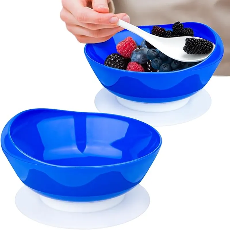 2Pack Spill Proof Scoop Bowl with Non-Skid Suction Base, Adaptive Self-Feeding Dinnerware for Elderly and Disabled - Main Image