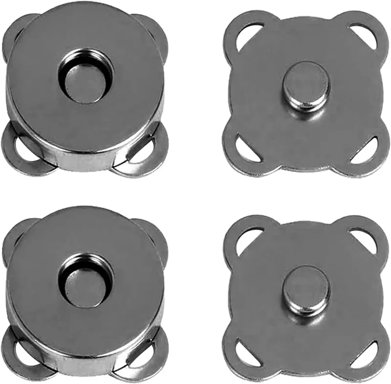 12 Sets Magnetic Snaps Buttons Sew in Magnetic Plum Bag Clasps Button Snaps for Purses Handbag Clothes Scrapbooking Closure Fastener Sewing Craft DIY (15mm) (Black) - Easy DIY Crafts - Main Image