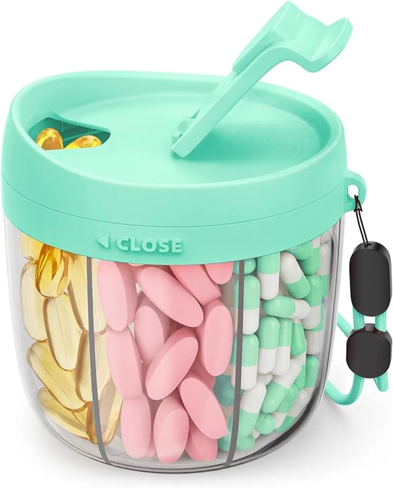 Cute Pill Dispenser with 7 Large Compartments - Easy to Manage Supplements - Main Image
