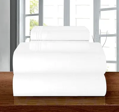 Elegant Comfort Luxury Soft 1500 Premium Hotel Quality Wrinkle Resistant Coziest Bedding Set, All Around Elastic Fitted Sheet, Deep Pocket up to 16inch, Queen, White - Softness and Durability - Main Image