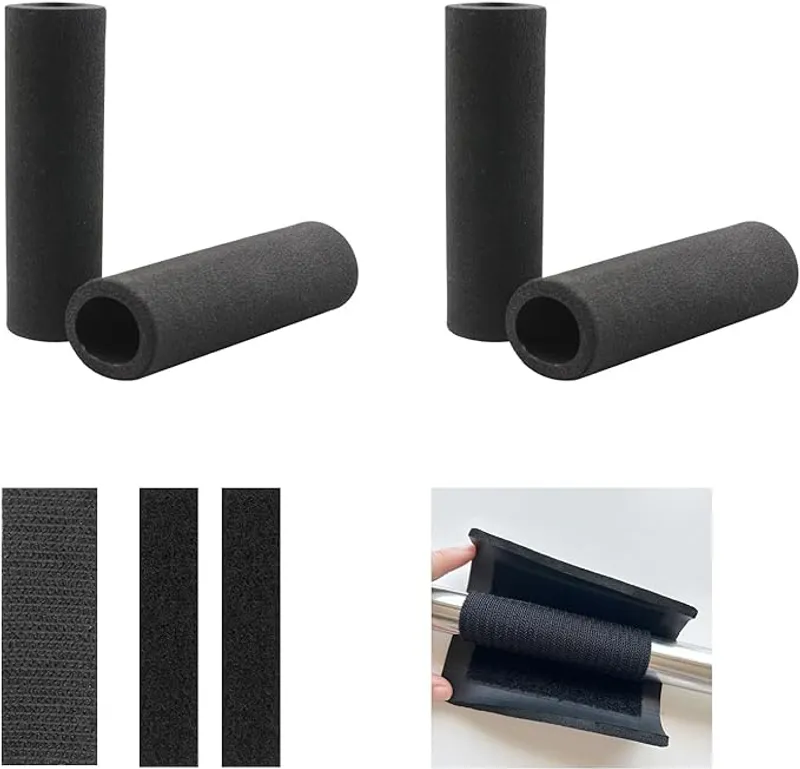 4Pcs Foam Handle Cover, NBR Rubber Grip, 4.3 Inch Tubing, Comfortable Grips for Fitness, Home, Lawn, Bicycle, Motorbike Handlebar Replacement (Black) - Comfortable and Durable Handle Covers - Main Image