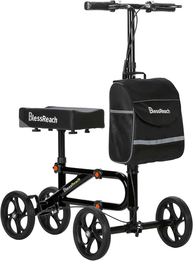 Economy Knee Scooter Steerable Knee Walker for Foot Injuries Compact Crutch Alternative with Dual Braking System (Black) - Ideal knee scooters for foot injuries adult - Main Image