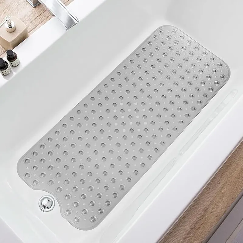 Bathtub Mats for Shower Tub, Extra Long Non-Slip 39 x 16 Inch Bath Mat with Drain Holes and Suction Cups - Main Image