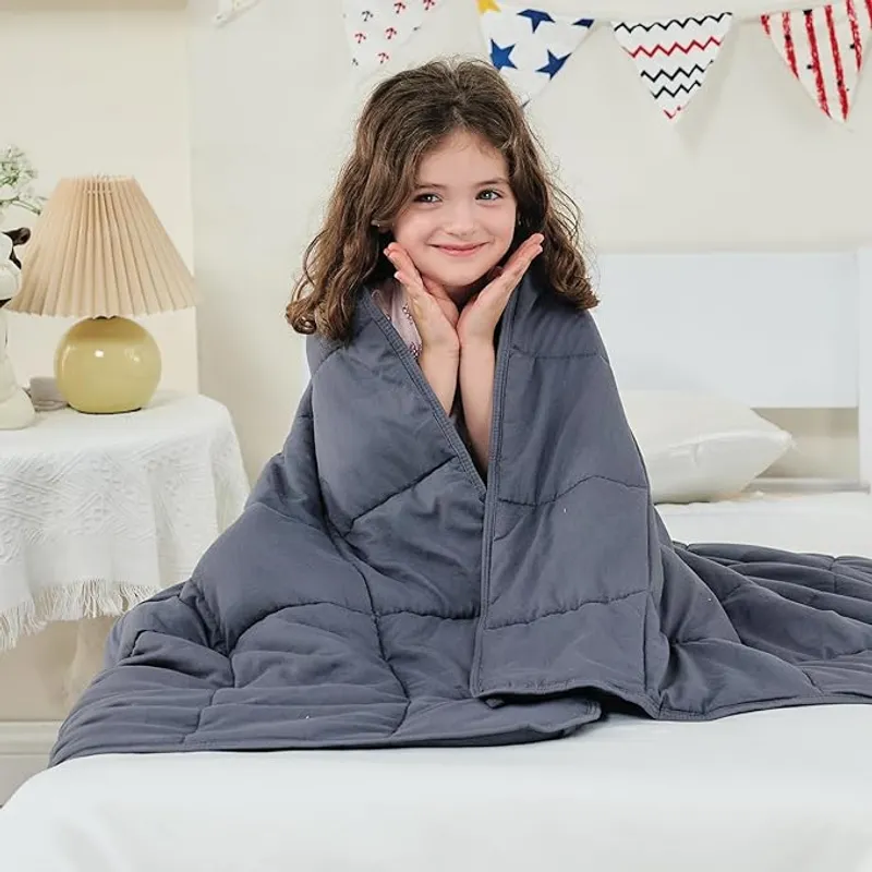 yescool Weighted Blanket (10 lbs, 41" x 60", Grey) Cooling Heavy Blanket for Sleeping - Main Image