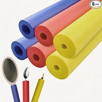 Foam Grip Tubing for Utensils Tools Pens - 3 Sizes, Comfort Grip for Elderly, Disabled, Arthritis, Multicolor, 6 Pack - Enhanced Grip and Control - Main Image