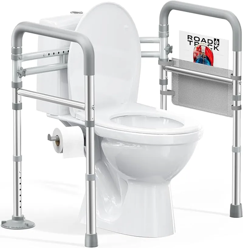 HOMLAND Toilet Safety Rails for Seniors, Adjustable Height & Width 350lb Toilet Handles for Elderly and Disabled, Foldable Toilet Safety Frame, Fit Any Toilet - Main Image