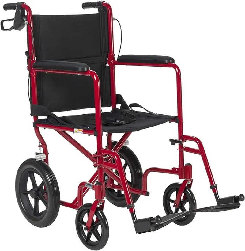 Drive Medical EXP19LTRD Lightweight Expedition Folding Transport Wheelchair with Hand Brakes - Ultra Lightweight Transport Chair - Main Image