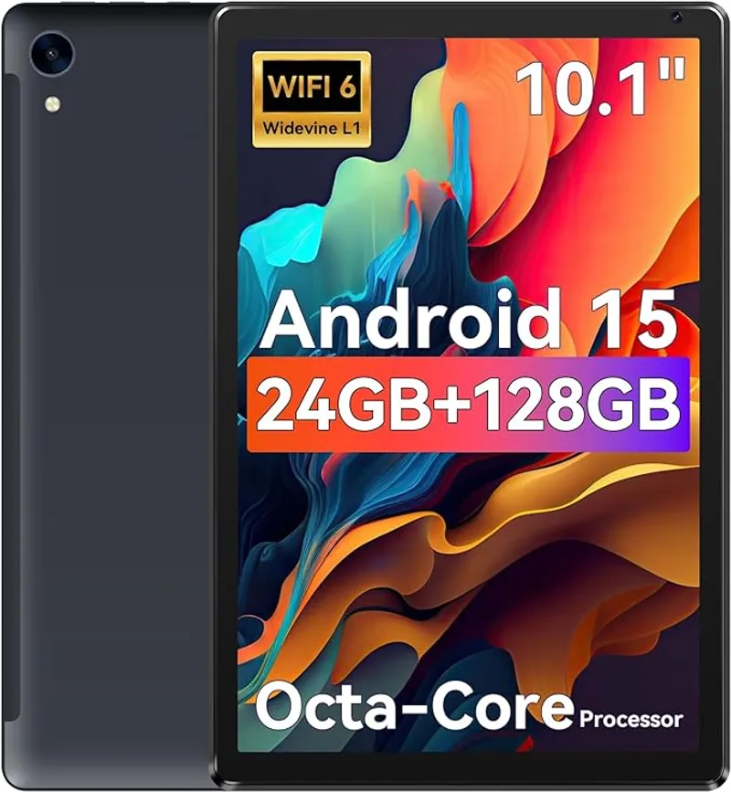 Tablet,10.1" Android Tablet with Octa-core Processor 24GB RAM 128GB ROM HD IPS Touchscreen 8H Battery, Wi-Fi 6, BT 5.0, Dual Camera, Android 15 Tablets 2025 - High Performance and Portability - Main Image