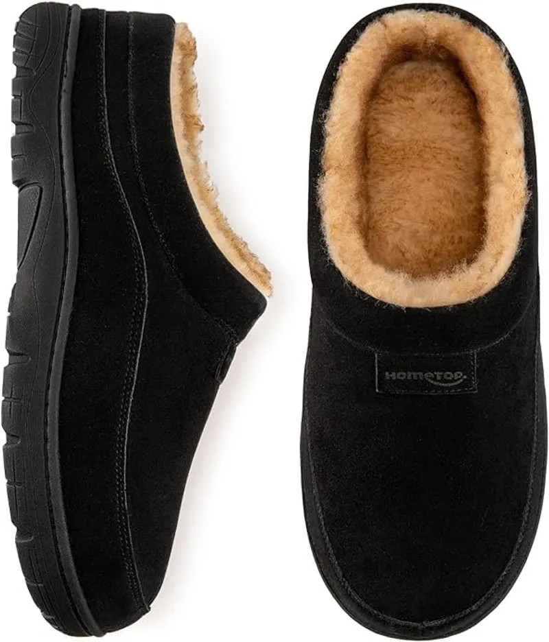 HomeTop Men's Moccasin Slippers Soft Warm Non-slip Memory Foam Indoor House Shoes with Fluffy Lining - Main Image