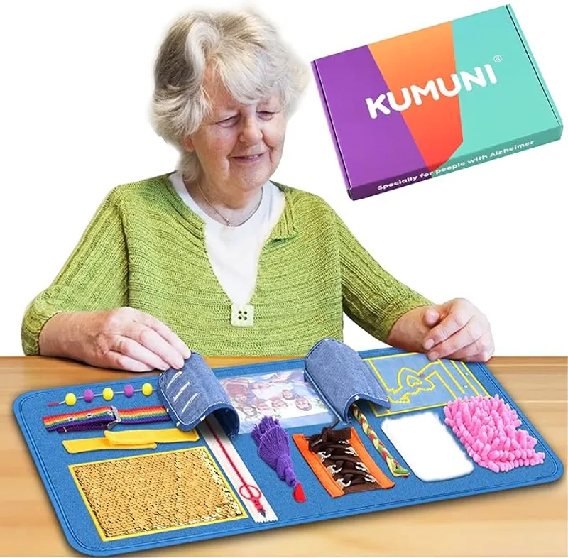 Fidget Blanket, Dementia Activities for Seniors, Alzheimer's Products, Aids in Therapy of Person with Autism, Alzheimers and Dementia (12 x 24 in) - Calming Sensory Activities - Main Image