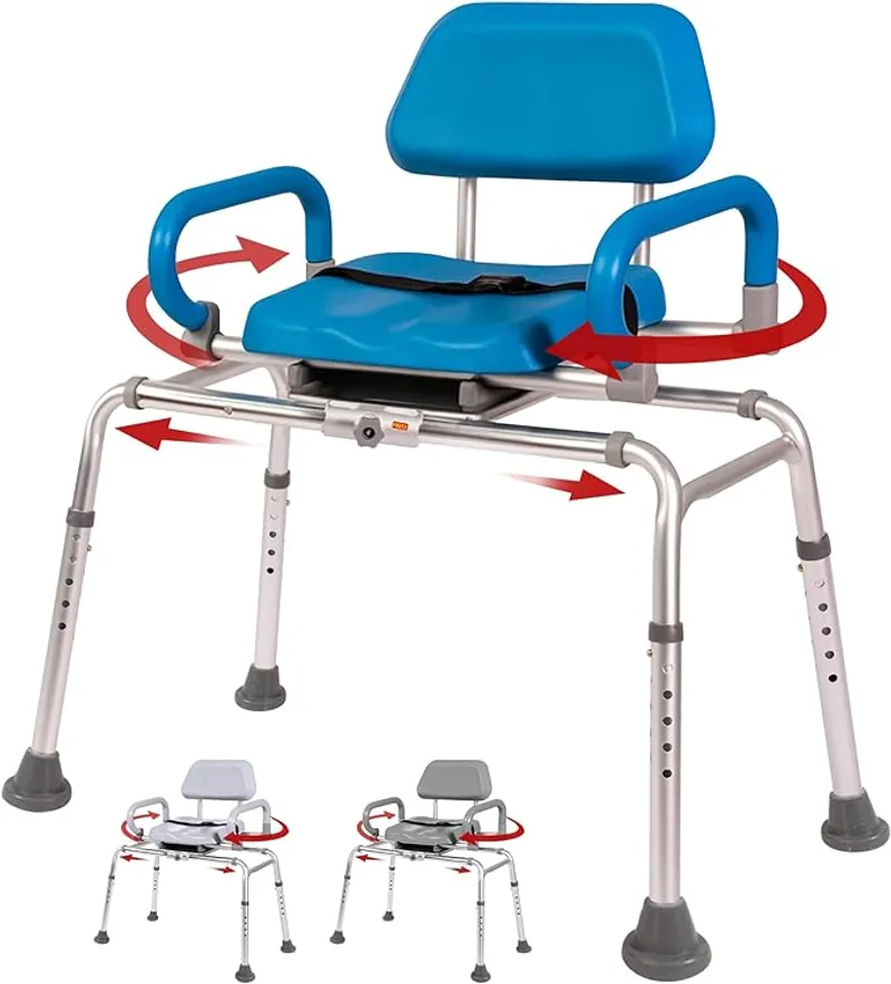 Platinum Health Carousel Sliding Shower Chair Tub Transfer Bench with Swivel Seat - Key Benefit or Feature - Main Image