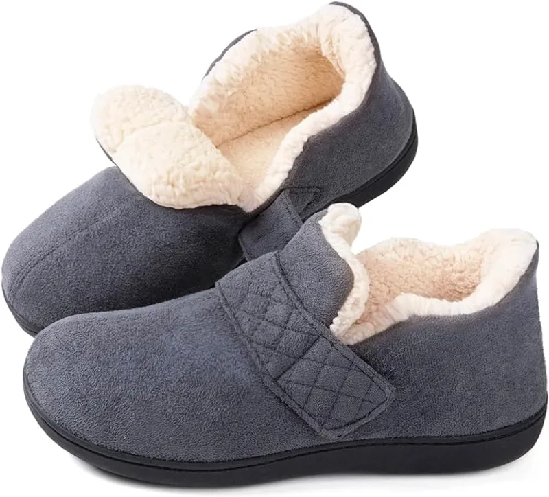Zizor Women's Velcro Adjustable House Shoes Slippers Indoor Outdoor with Memory Foam, Warm Winter Fuzzy Lined Home Slippers - Main Image