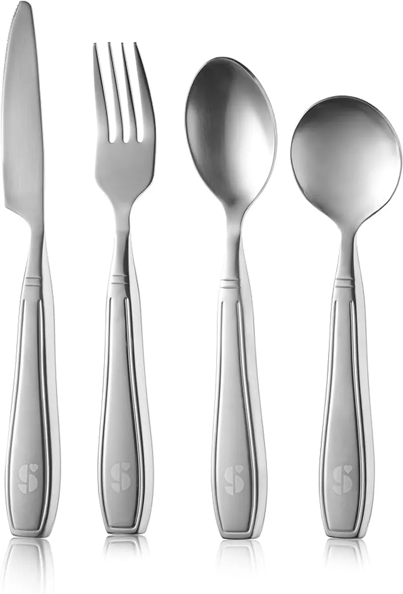Special Supplies Premium Stainless Steel Weighted Silverware for Parkinson's Patients- Weighted Utensils for Tremors and Parkinson's Patients-Wide Non-Slip Grip, Easy to Clean - Flatware for Elderly - Main Image