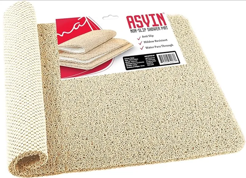Asvin Soft Textured Bath, Shower, Tub Mat, 24x16 Inch, Phthalate Free, Non Slip Comfort Bathtub Mats with Drain - Main Image