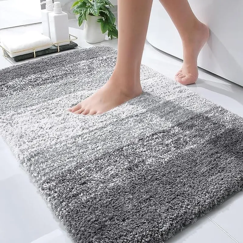 OLANY Bathroom Rugs Mat 30x20, Extra Soft Absorbent Microfiber Bath Rugs, Rubber Backing, Quick Dry, Machine Washable Bath Mats for Bathroom Floor, Tub and Shower, Home Decor Accessories, Grey - Main Image