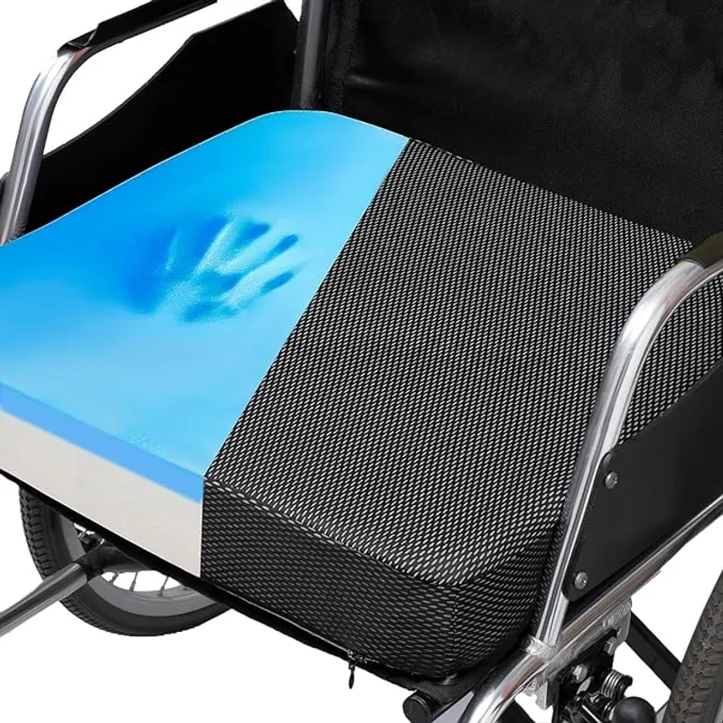 CYLEN Ifoam Gel Infused Memory Foam Layer Wheelchair Cushion - Seat Cushion for Wheelchair-Office Chair, Kitchen Chair, Car Seats-Pressure Sore and Tailbone Pain Relief-High Dense Polyfoam Base(Black) - Main Image
