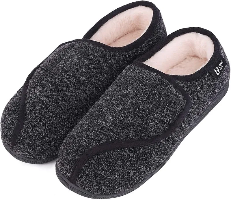 LongBay Womens Adjustable Slippers Memory Foam Cozy Wide Diabetic House Shoes Edema Orthopedic Neuropathy Indoor Outdoor - Comfortable Support - Main Image