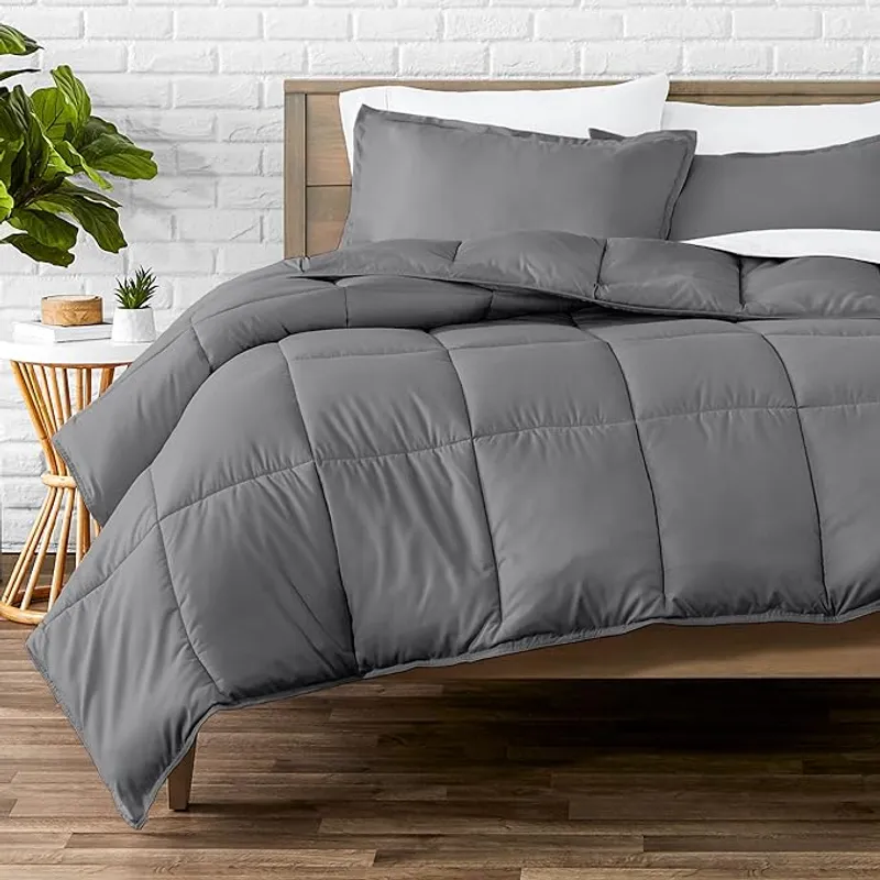 Bare Home Comforter Set - Queen Size - Ultra-Soft - Goose Down Alternative - Premium 1800 Series - All Season Warmth (Queen, Grey) - Soft and Durable - Main Image