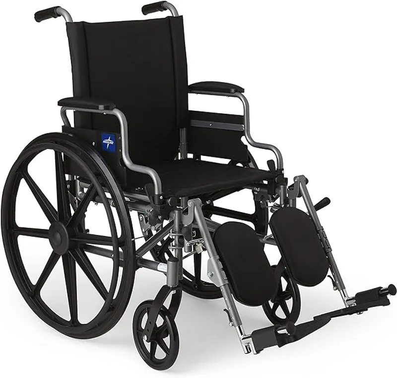 Medline Lightweight Wheelchair for Adults With Swing-Back, Desk-Length Arms, Elevating Leg Rests; 18W" x 16D Seat - Unmatched Comfort and User-Friendly Design - Main Image