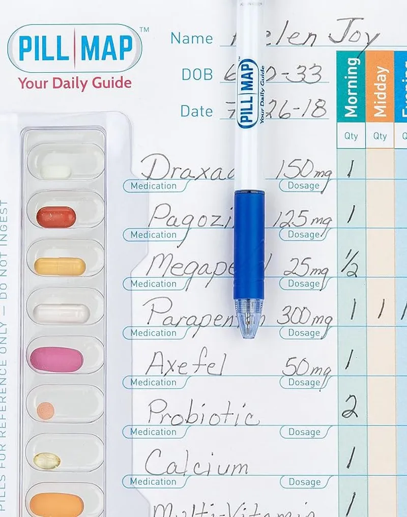 Visual Guide for Filling Medication, Supplements, and Vitamin Organizers, Management Tool for Replenishing Pill Boxes, Containers - Visual Guide for Filling Pill Boxes - Main Image