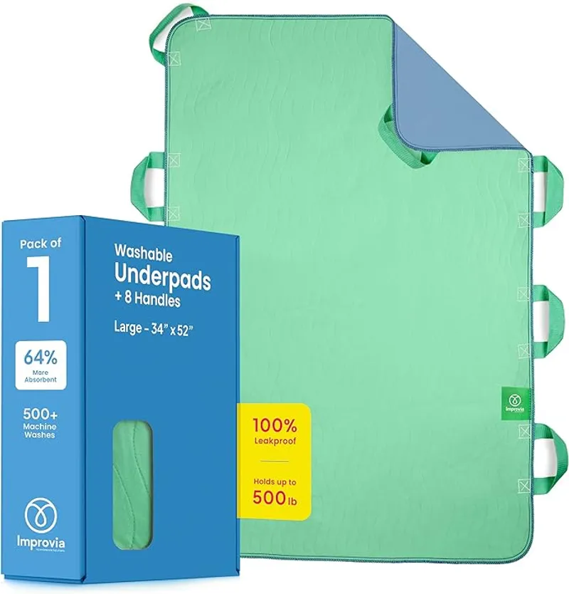 Improvia Positioning Bed Pad, with 8 Reinforced Handles, Quick-Drying, Washable, Waterproof, for Lifting, Turning, Transfering, Elderly and Incontinence Patients - Main Image
