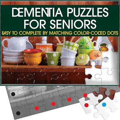 Keeping Busy 35 Piece Kitchen Dementia Puzzles for Seniors | Color Coded with Templates Easy Puzzles for Dementia Patients Gifts for Elderly Women in Nursing Home & Men Gift for Nursing Home Residents - Cognitive Stimulation - Main Image