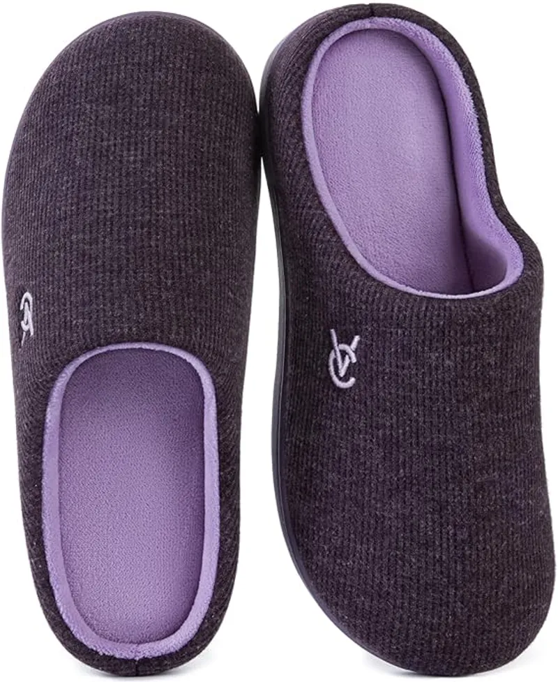 VeraCosy Women's Two-Tone Slippers Soft Comfy Knit Memory Foam Non-slip Indoor House Shoes - Comfortable and Supportive - Main Image