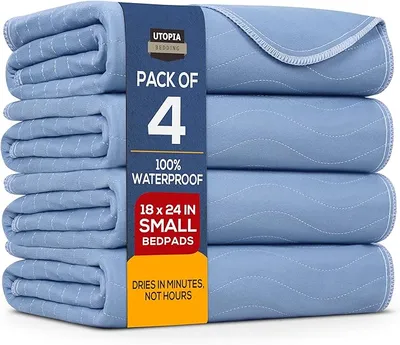 Utopia Bedding Washable Underpads 18" x 24" (Pack of 4), Waterproof Reusable Heavy Absorbency Incontinence Bed Pads for Adults, Kids, Elderly and Pets, Bedwetting Pads for Sofa and Couch - Main Image